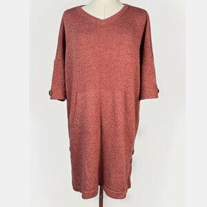 (S/M) SIMPLY NOELLE Tunic Sweater w/ Kangaroo Pocket Dropped Shoulder Stretch